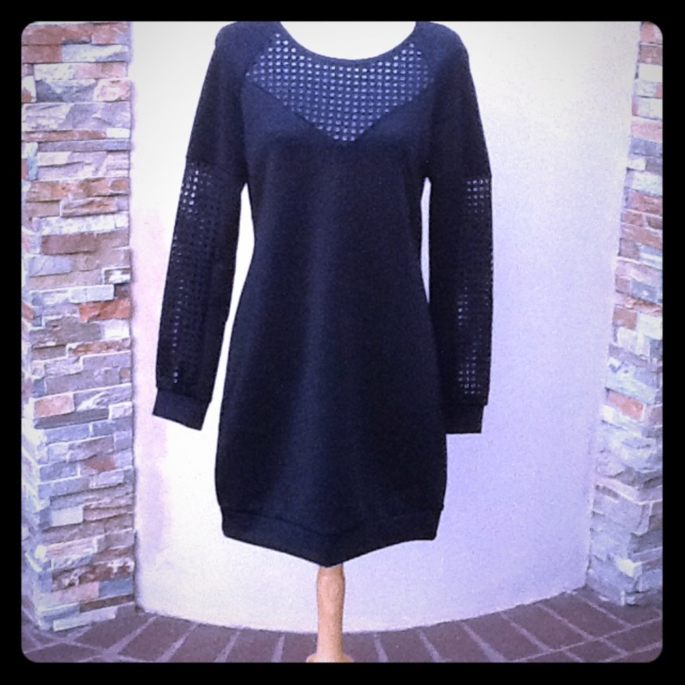 NWT Fabletics Black dress with cut outs, size M